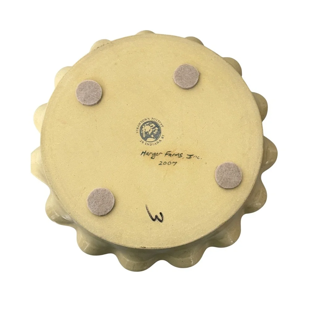 Strawtown Pottery Pie Dish Harger Farms 10.5 Inch Yellow Corn Scalloped Rim 2007